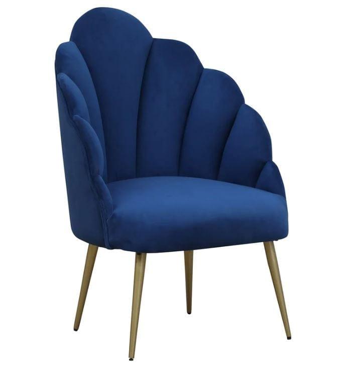 Avani Mango Wood Peacock Chair In Velvet Blue colour - Ouch Cart 