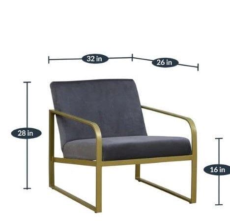 Ronaldo Metal Chair In Velvet Grey colour - Ouch Cart 