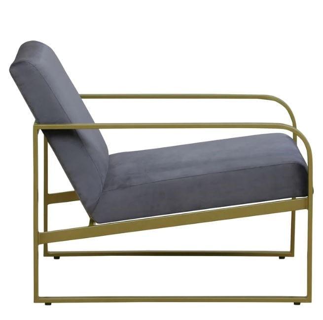 Ronaldo Metal Chair In Velvet Grey colour - Ouch Cart 