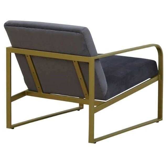 Ronaldo Metal Chair In Velvet Grey colour - Ouch Cart 