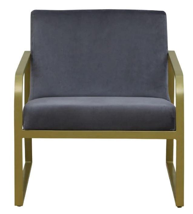 Ronaldo Metal Chair In Velvet Grey colour - Ouch Cart 