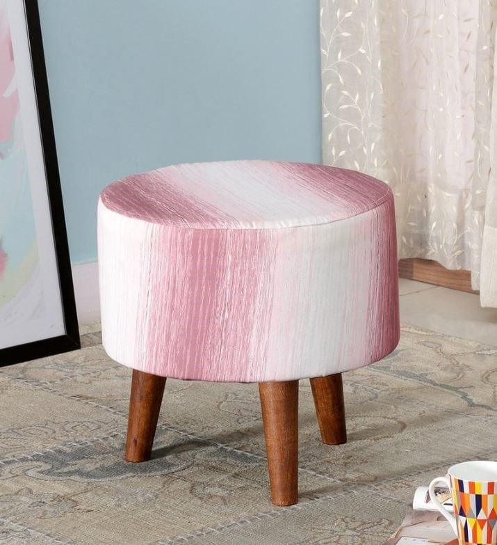 Colby Mango Wood Foot Stool In Cotton Pink Colour - Ouch Cart 