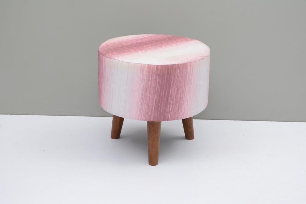 Colby Mango Wood Foot Stool In Cotton Pink Colour - Ouch Cart 