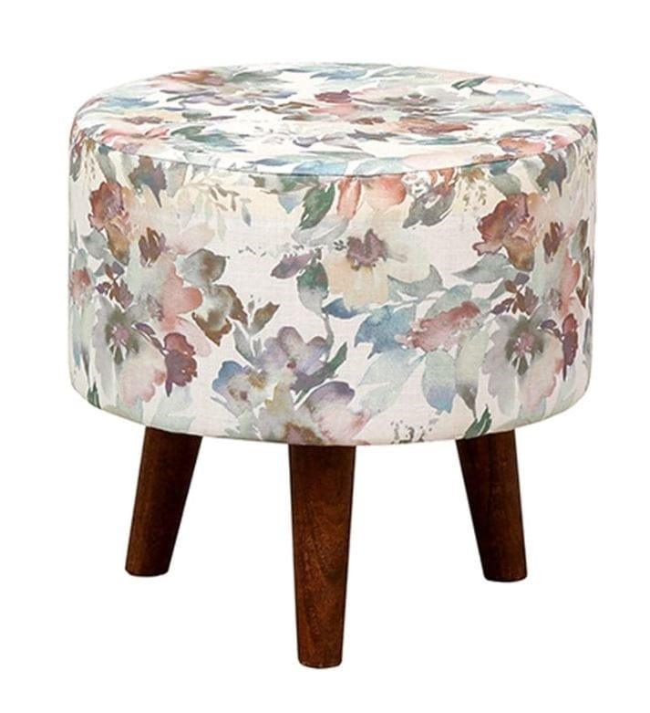 Mozart Mango Wood Foot Stool In Cotton Multicolour - Ouch Cart 