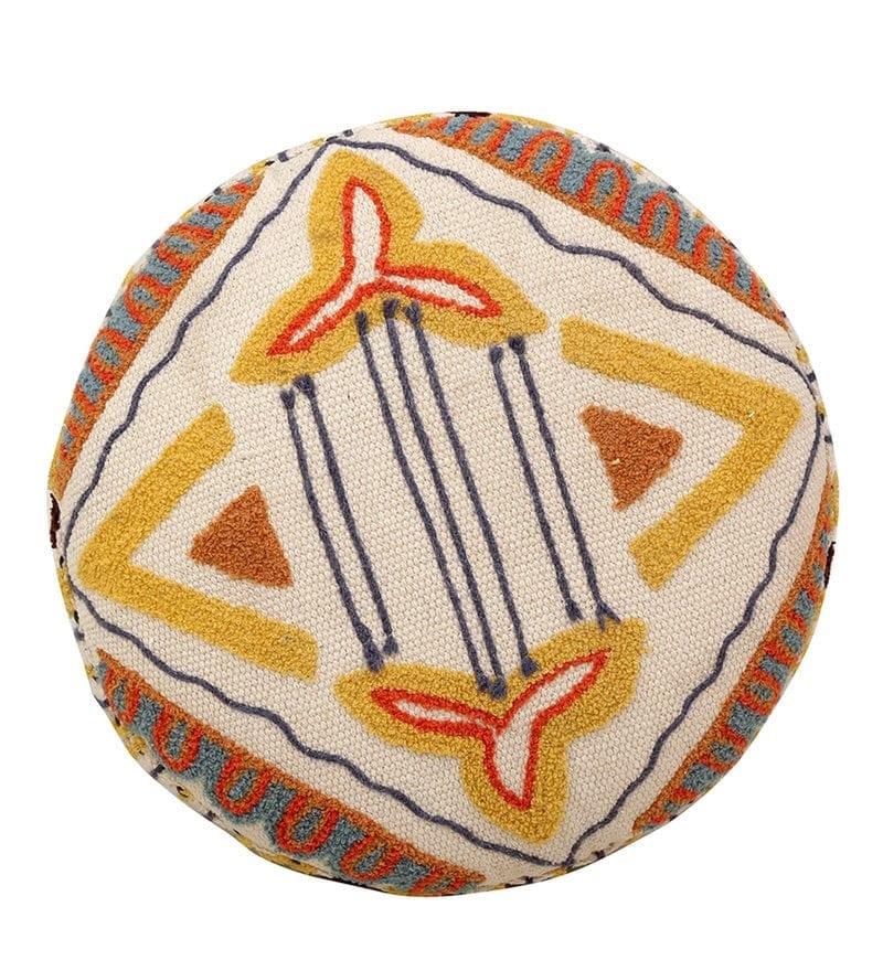 Siamika Mango Wood Foot Stool In Cotton emerald Yellow Colour - Ouch Cart 