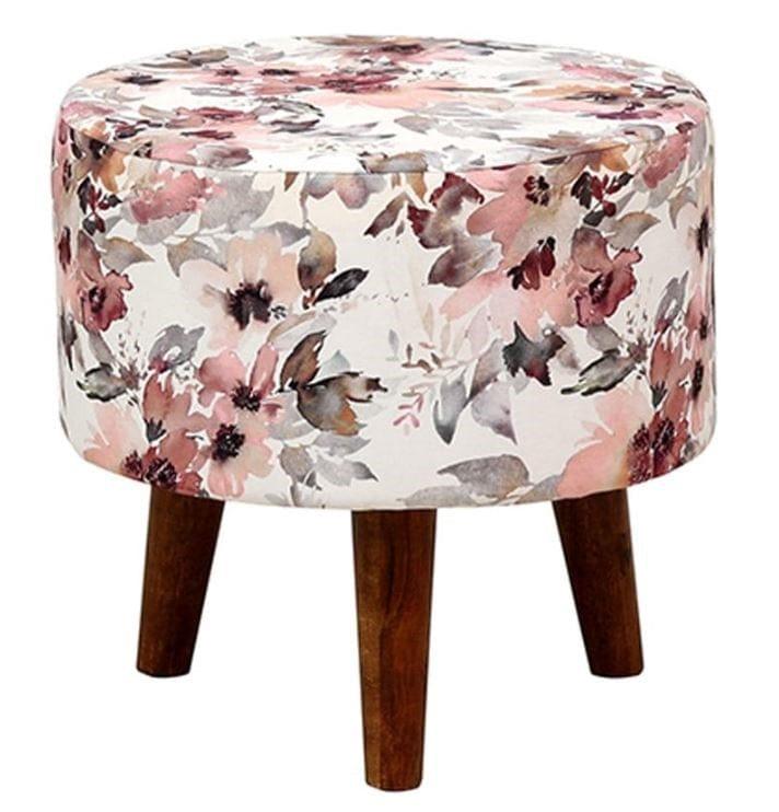 Vicente Mango Wood Foot Stool In Cotton Multicolour - Ouch Cart 