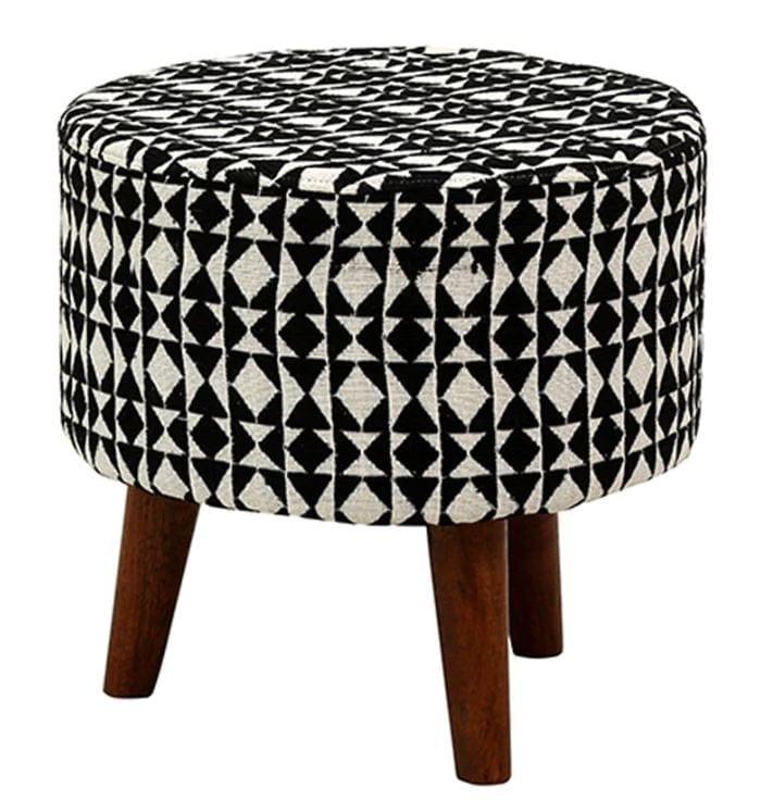 Frenso Colby Mango Wood Foot Stool In emerald Black Colour - Ouch Cart 