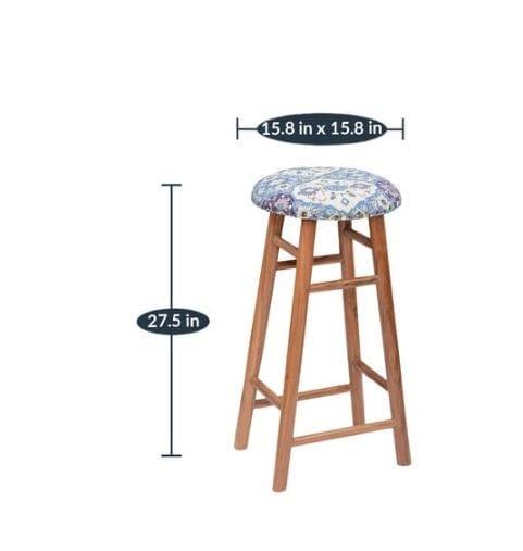 Adler Mango Wood Bar Stool In Velvet MultiColour - Ouch Cart 