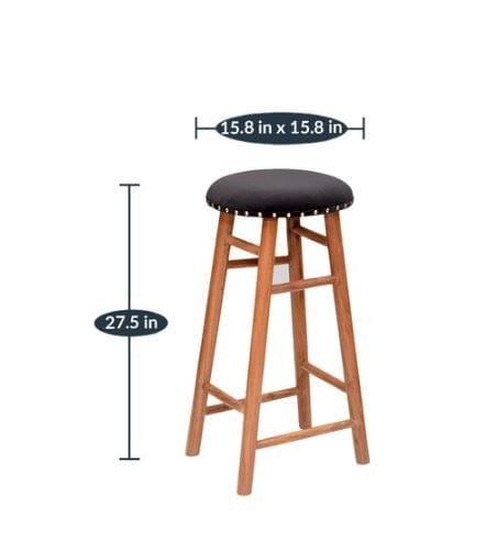 Enkel Mango Wood Bar Stool In Velvet Black Colour - Ouch Cart 