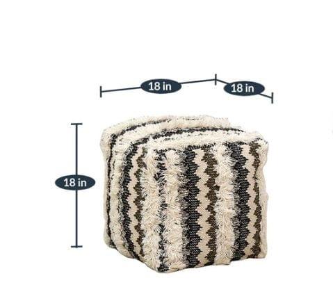 Romania Cotton Rug Pouffe In Multicolour - Ouch Cart 