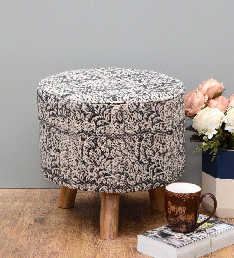 Belne Mango Wood Foot Stool In Black Colour - Ouch Cart 