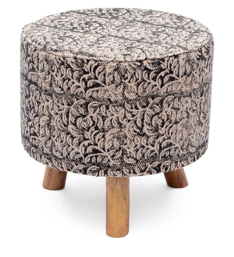 Belne Mango Wood Foot Stool In Black Colour - Ouch Cart 