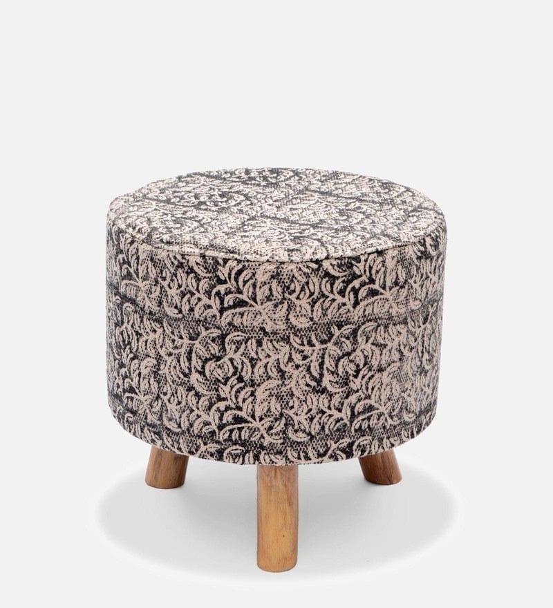 Belne Mango Wood Foot Stool In Black Colour - Ouch Cart 