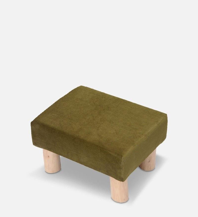 Shaleno Mango Wood Foot Stool In Velvet Green colour - Ouch Cart 