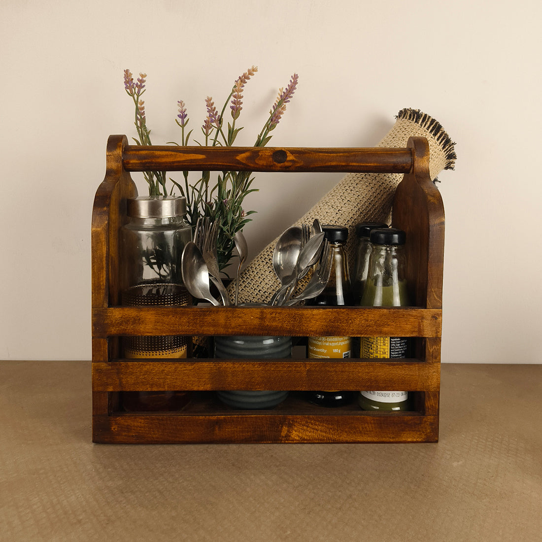 ADORA Wooden Bottle & Cutlery Holder-OUCH CART | kitchen rack 