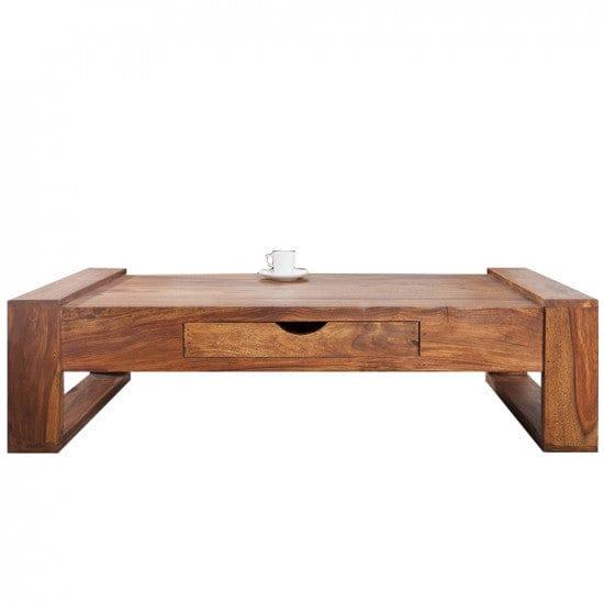 Riverton Solid Sheesham Wood Coffee table with drawer in Honey Finish - Ouch Cart 