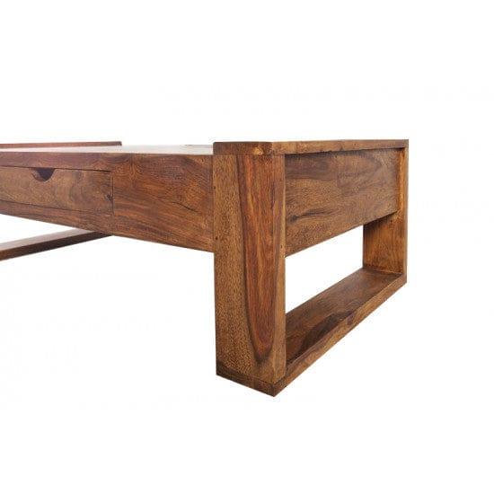 Riverton Solid Sheesham Wood Coffee table with drawer in Honey Finish - Ouch Cart 