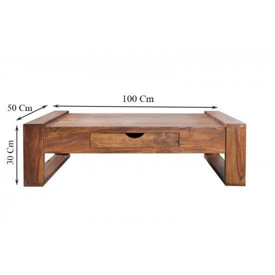 Riverton Solid Sheesham Wood Coffee table with drawer in Honey Finish - Ouch Cart 