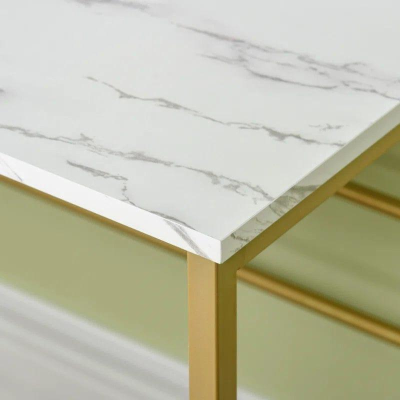 ODK Vanity Desk with Drawers, Makeup Dressing Table with Storage, Home Office Desks for Bedroom, Modern Writing Desk for Spaces, White and Gold Leg (White) - Ouch Cart 