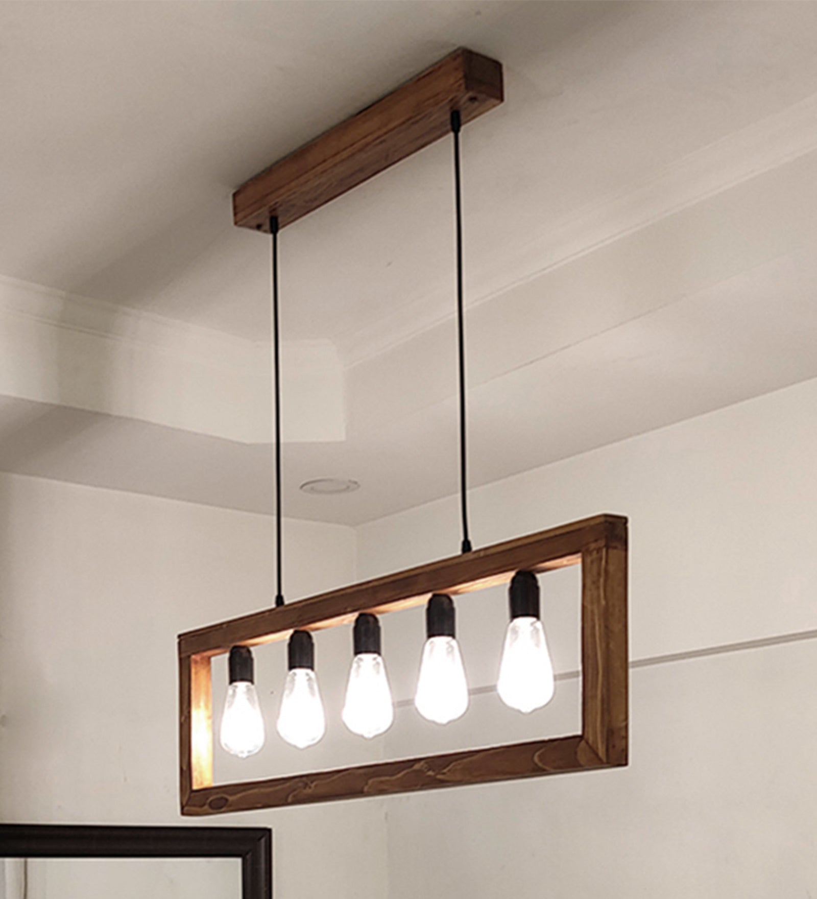 Abacus Brown Wooden 3 Series Hanging Lamp