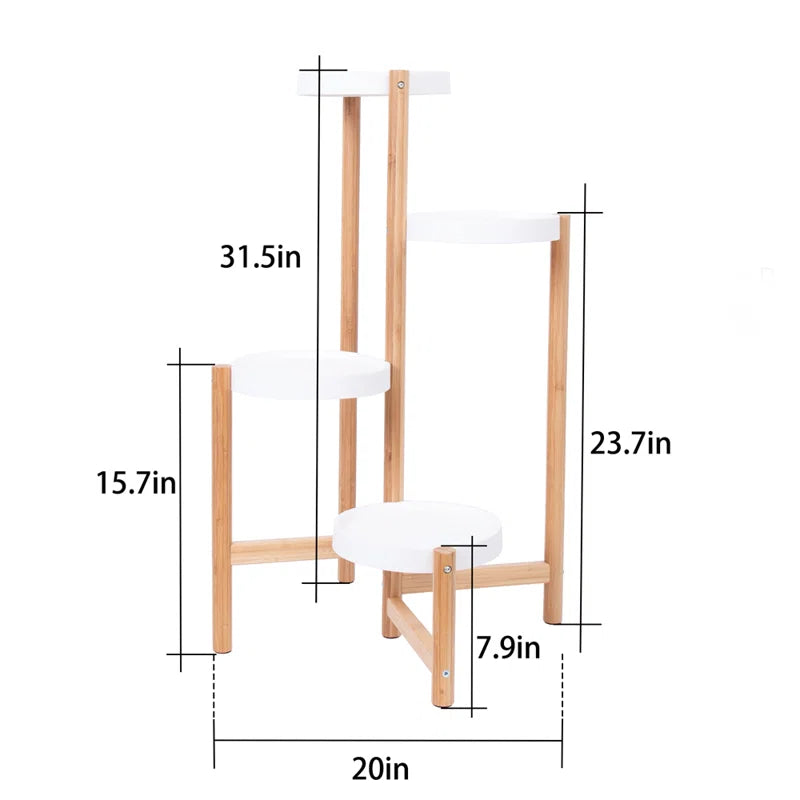 4 Tier Bamboo Plant Stand | Tall Corner Indoor Flower Pot Holder | Nordic Display Rack for Home, Garden & Patio