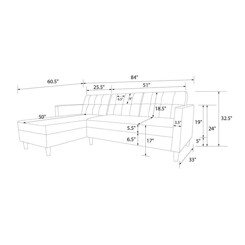 Abram 2 - Piece Corner Sofa Chaise - Ouch Cart 
