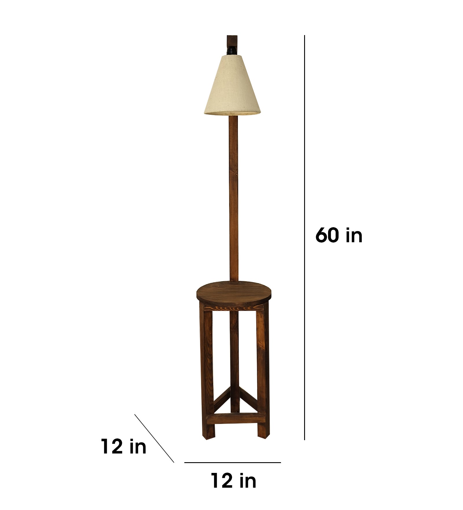 Accent Wooden Floor Lamp with Brown Base and Beige Fabric Lampshade (BULB NOT INCLUDED)