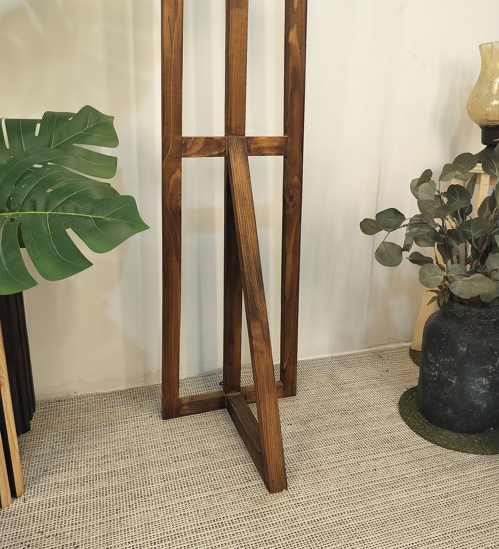 Achille Wooden Floor Lamp with Brown Base and Jute Fabric Lampshade (BULB NOT INCLUDED)