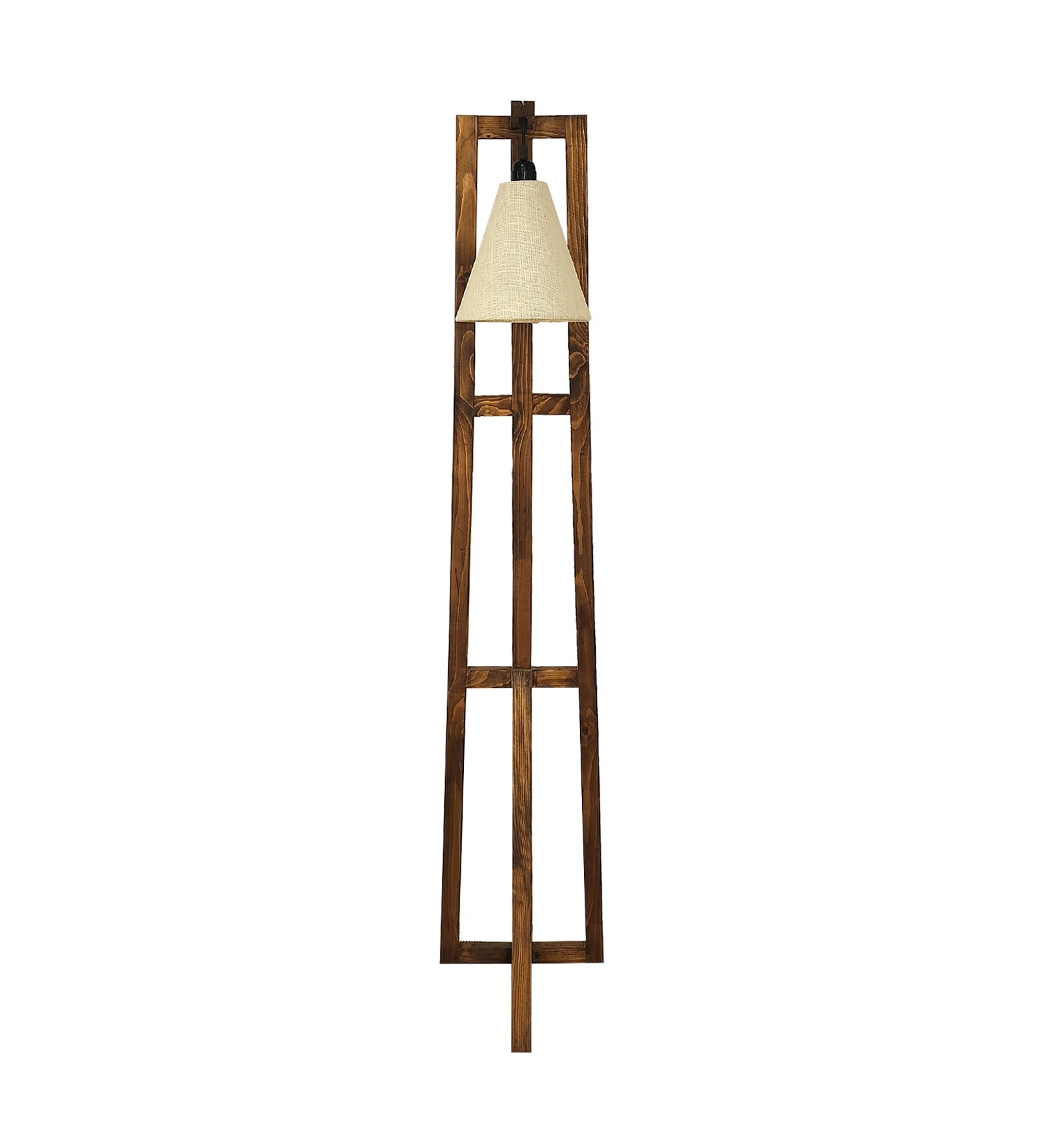 Achille Wooden Floor Lamp with Brown Base and Jute Fabric Lampshade (BULB NOT INCLUDED)