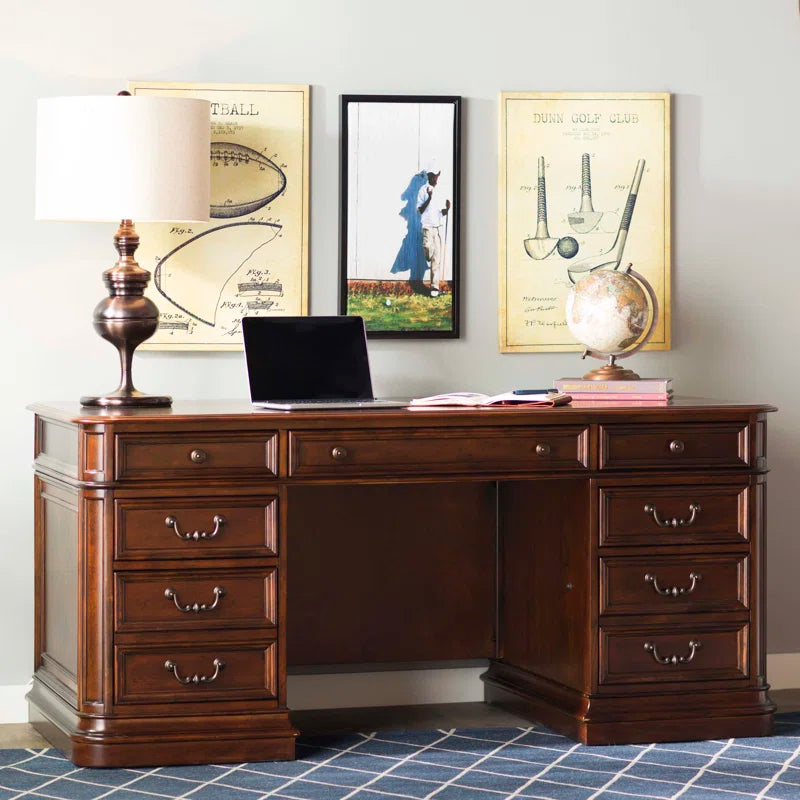 "Solid Wood Executive Desk: Timeless Craftsmanship for a Sophisticated Workspace"