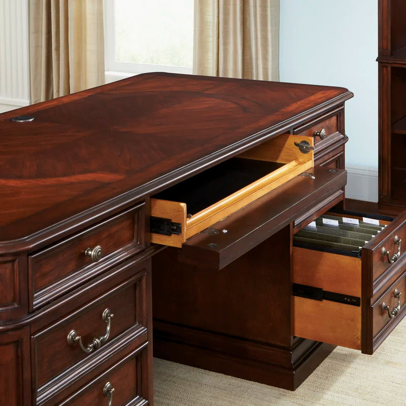 "Solid Wood Executive Desk: Timeless Craftsmanship for a Sophisticated Workspace"