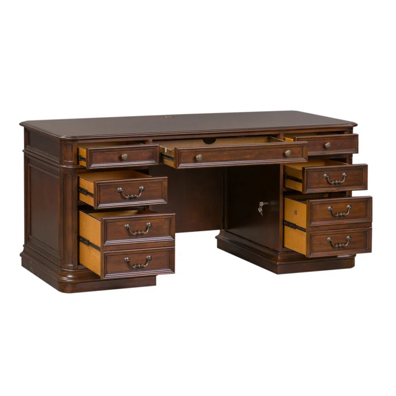 "Solid Wood Executive Desk: Timeless Craftsmanship for a Sophisticated Workspace"