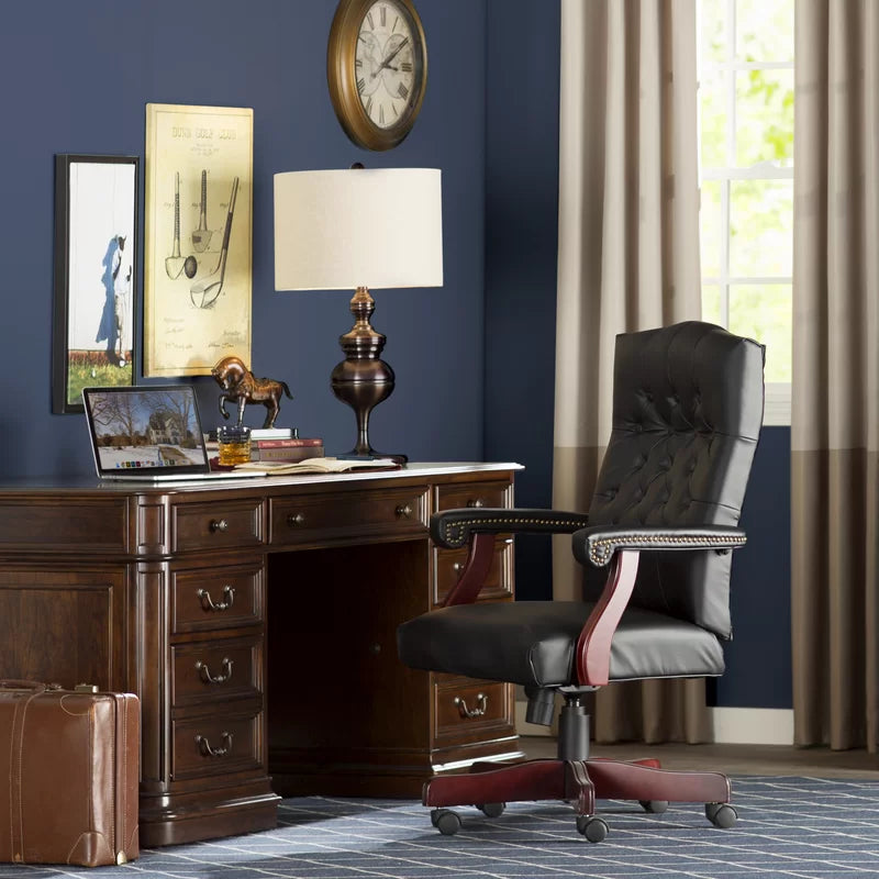 "Solid Wood Executive Desk: Timeless Craftsmanship for a Sophisticated Workspace"