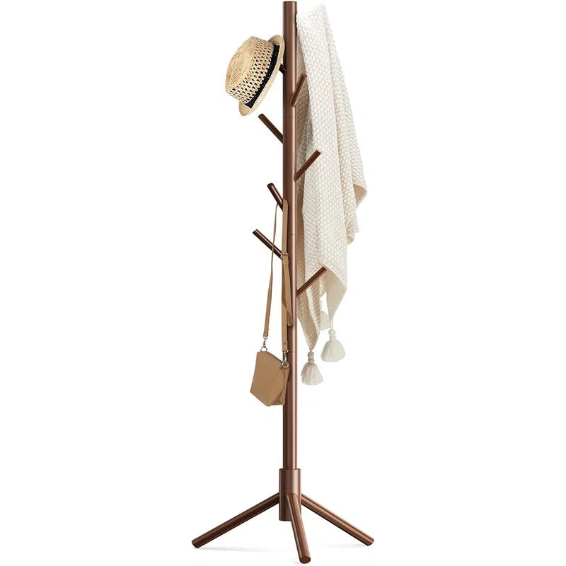 Hook Freestanding Adjustable Solid Wood Coat Rack for Bedroom, Closet, Entrance