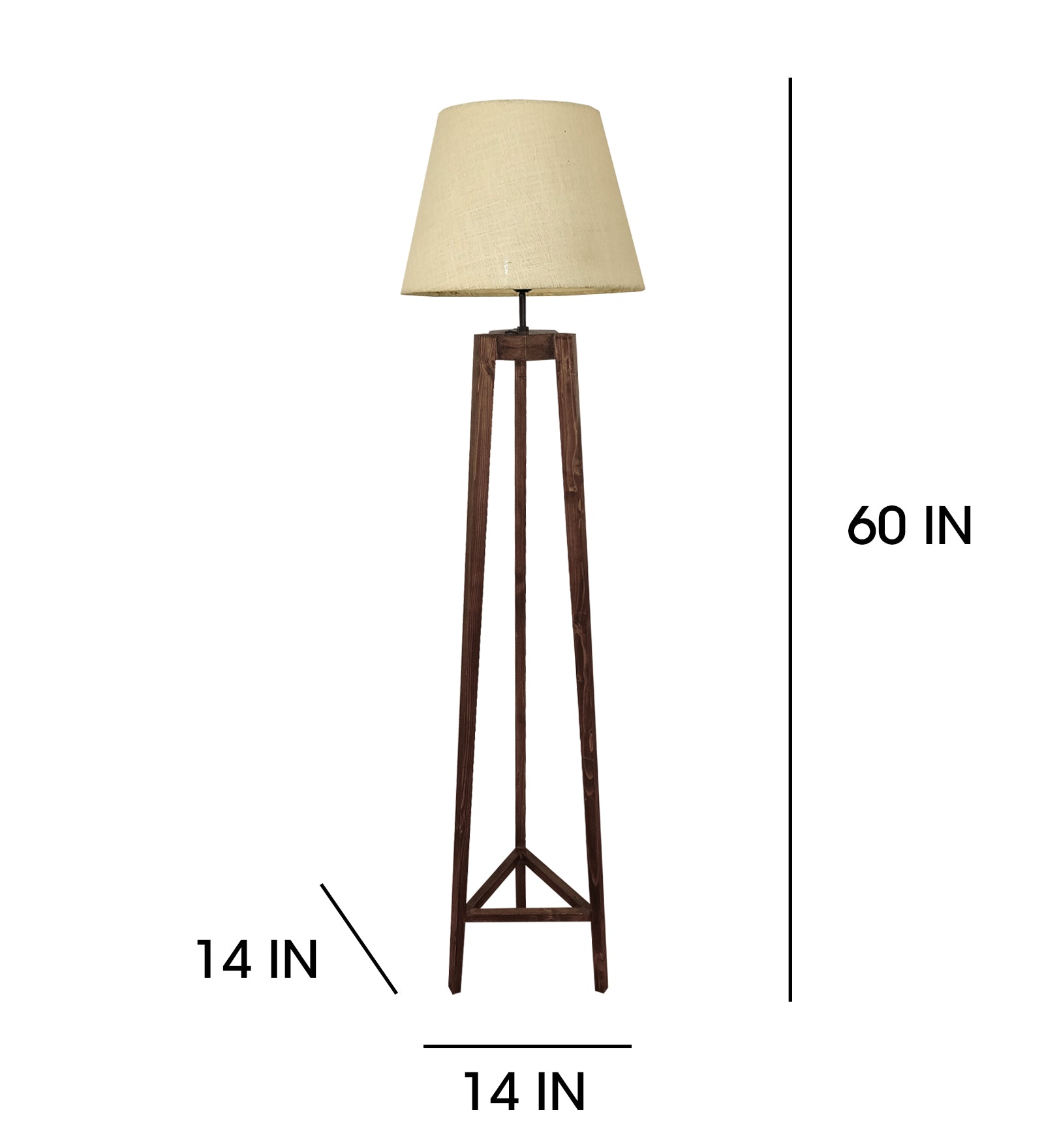 Adrienne Wooden Floor Lamp with Brown Base and Premium Beige Fabric Lampshade (BULB NOT INCLUDED)