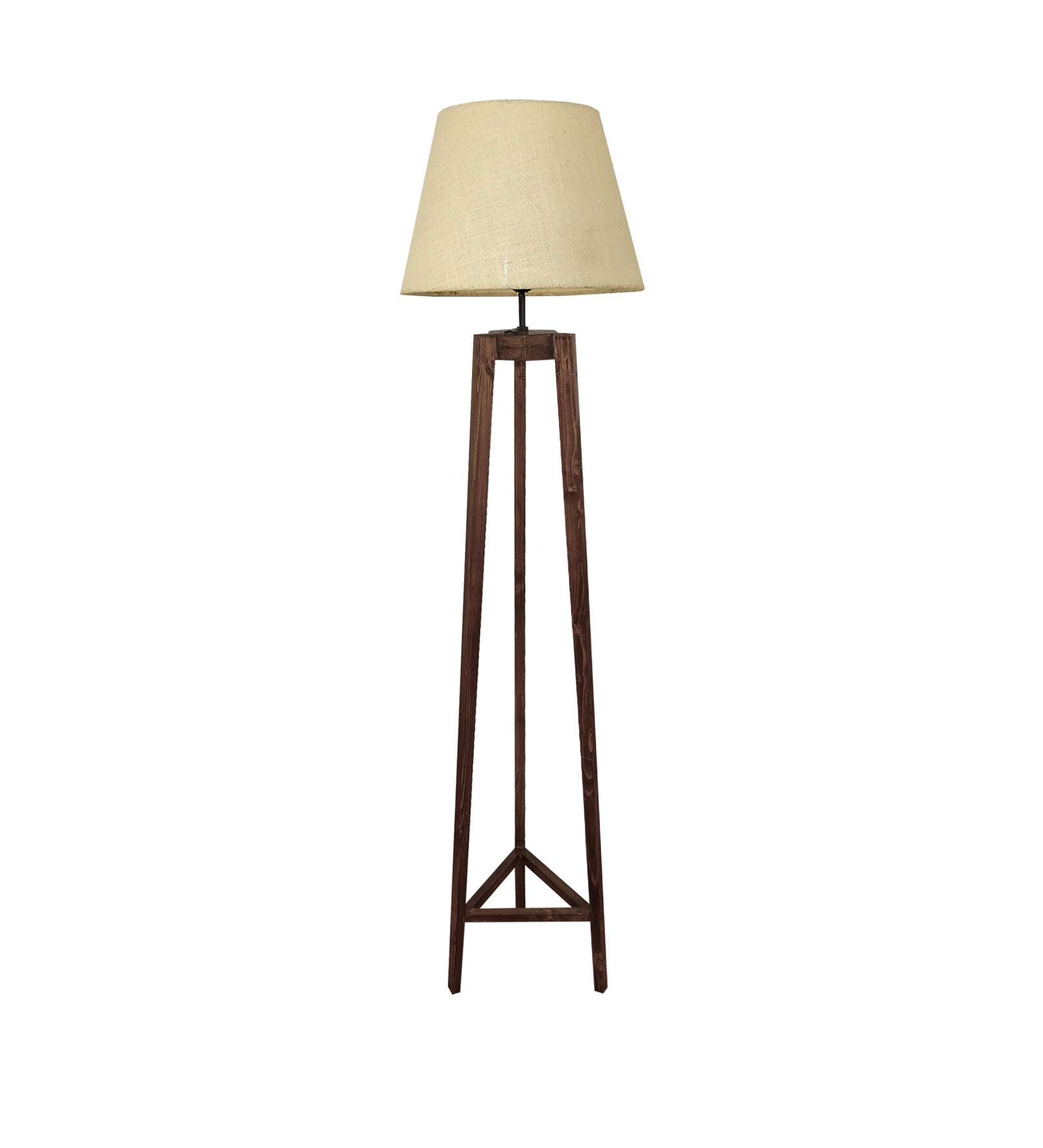 Adrienne Wooden Floor Lamp with Brown Base and Premium Beige Fabric Lampshade (BULB NOT INCLUDED)