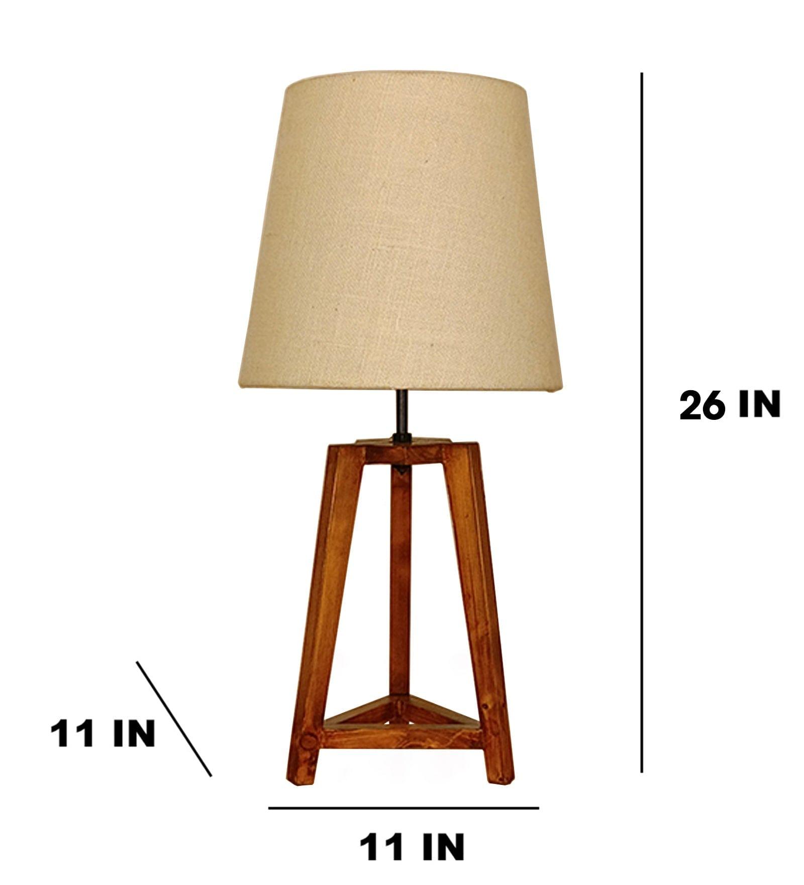 Adrienne Brown Wooden Table Lamp with White Jute Lampshade (BULB NOT INCLUDED) - Ouch Cart 