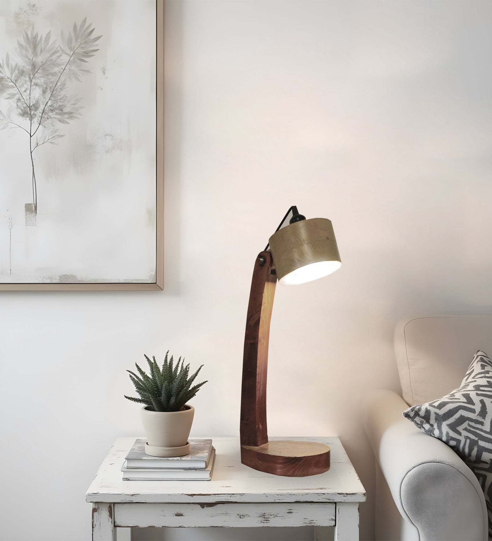 Alice Brown Wooden Table Lamp with Wooden Lampshade (BULB NOT INCLUDED)