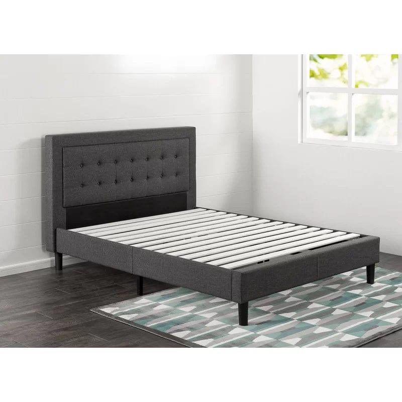 Allenwood Button Tufted Upholstered Bed Frame with Headboard