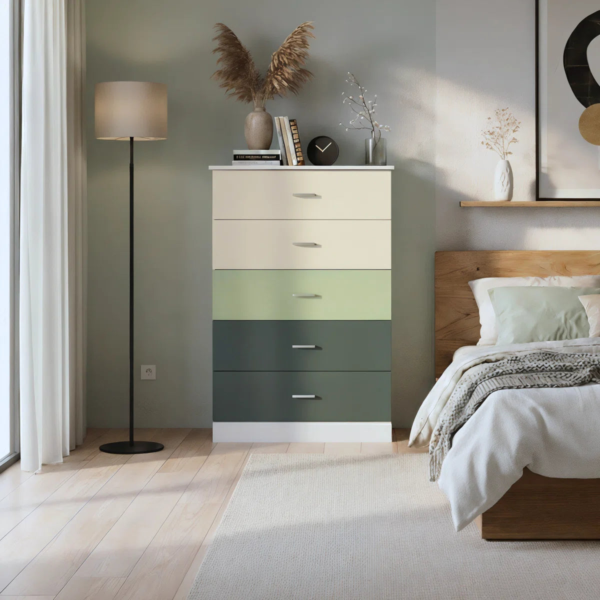 Five-Drawer Dresser with Bar Pull Handles