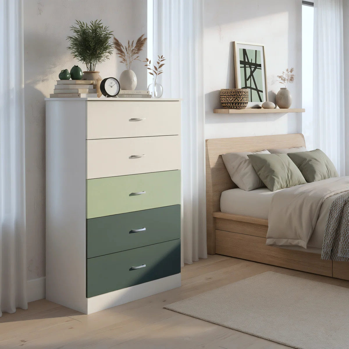 Five-Drawer Dresser with Bar Pull Handles