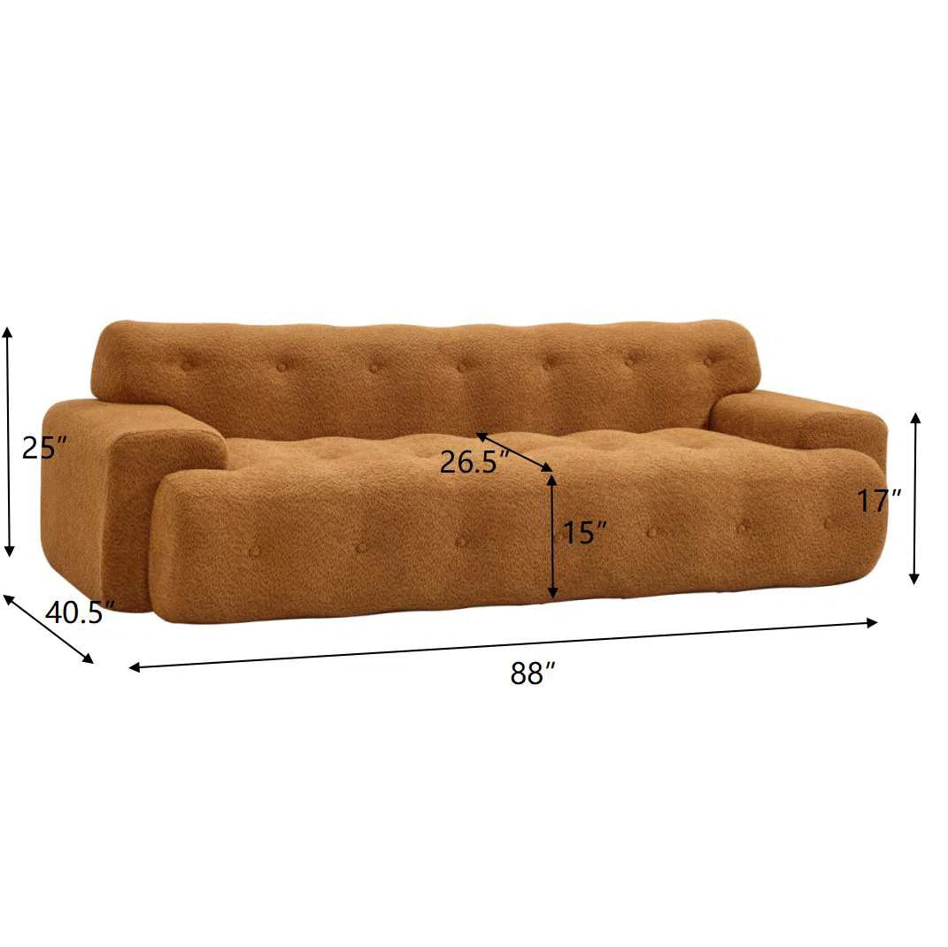 Modern Cloud 3-Seater Sofa | Deep Seat Upholstered Couch with Button Tufting | Plush Minimalist Living Room Sofa