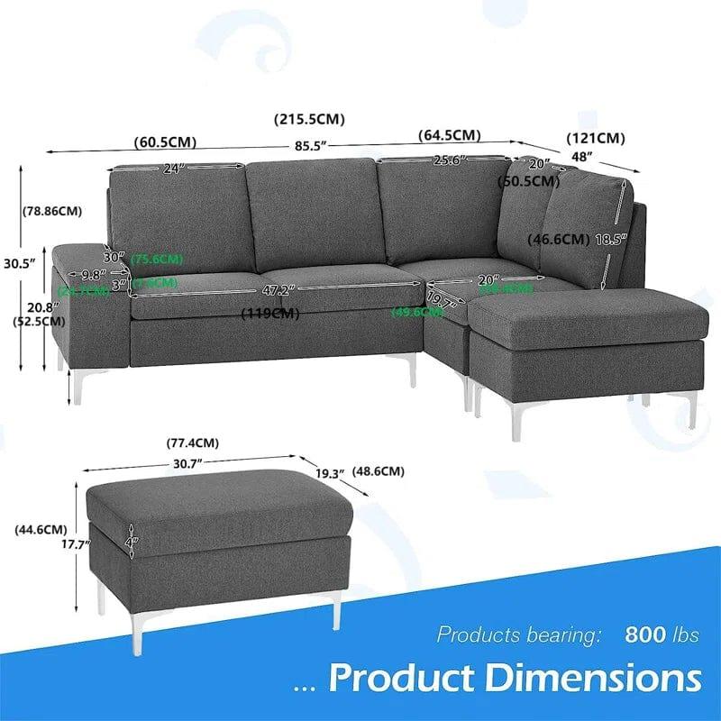 Alteus 2 - Piece Upholstered Corner Sofa Chaise - Ouch Cart 