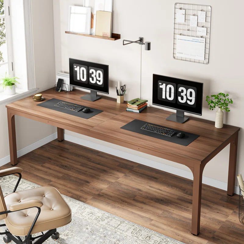 Extra Large Industrial Computer Desk for 2 People | Heavy-Duty Double Workstation with Sturdy Metal Frame