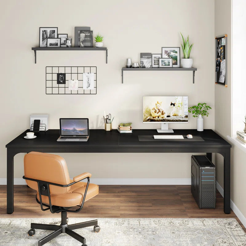 Extra Large Industrial Computer Desk for 2 People | Heavy-Duty Double Workstation with Sturdy Metal Frame