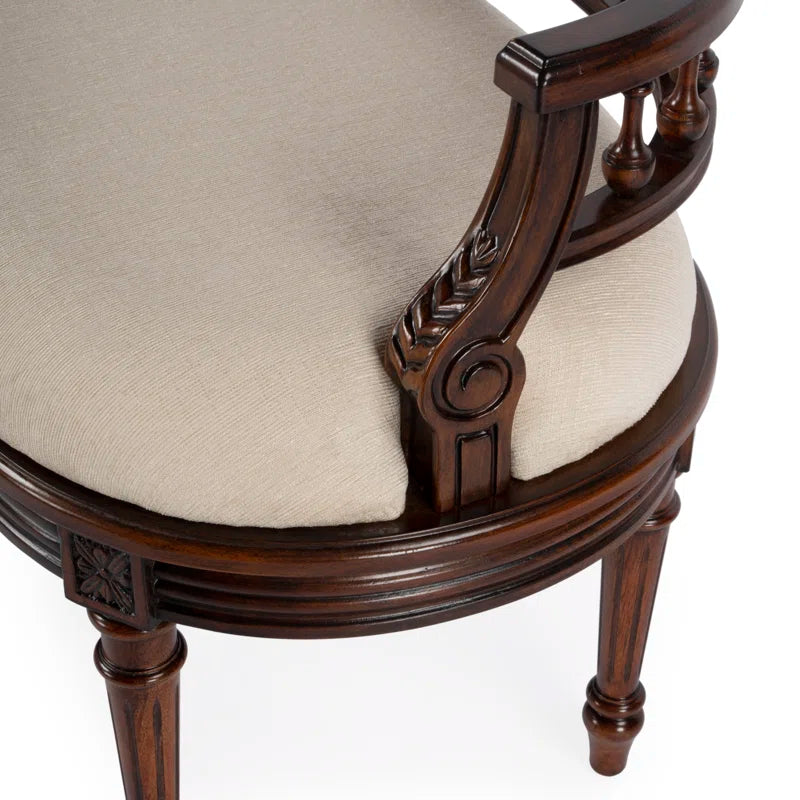 Classic Upholstered Wooden Bench – Antique Style Accent Bench with Carved Back for Living Room or Entryway
