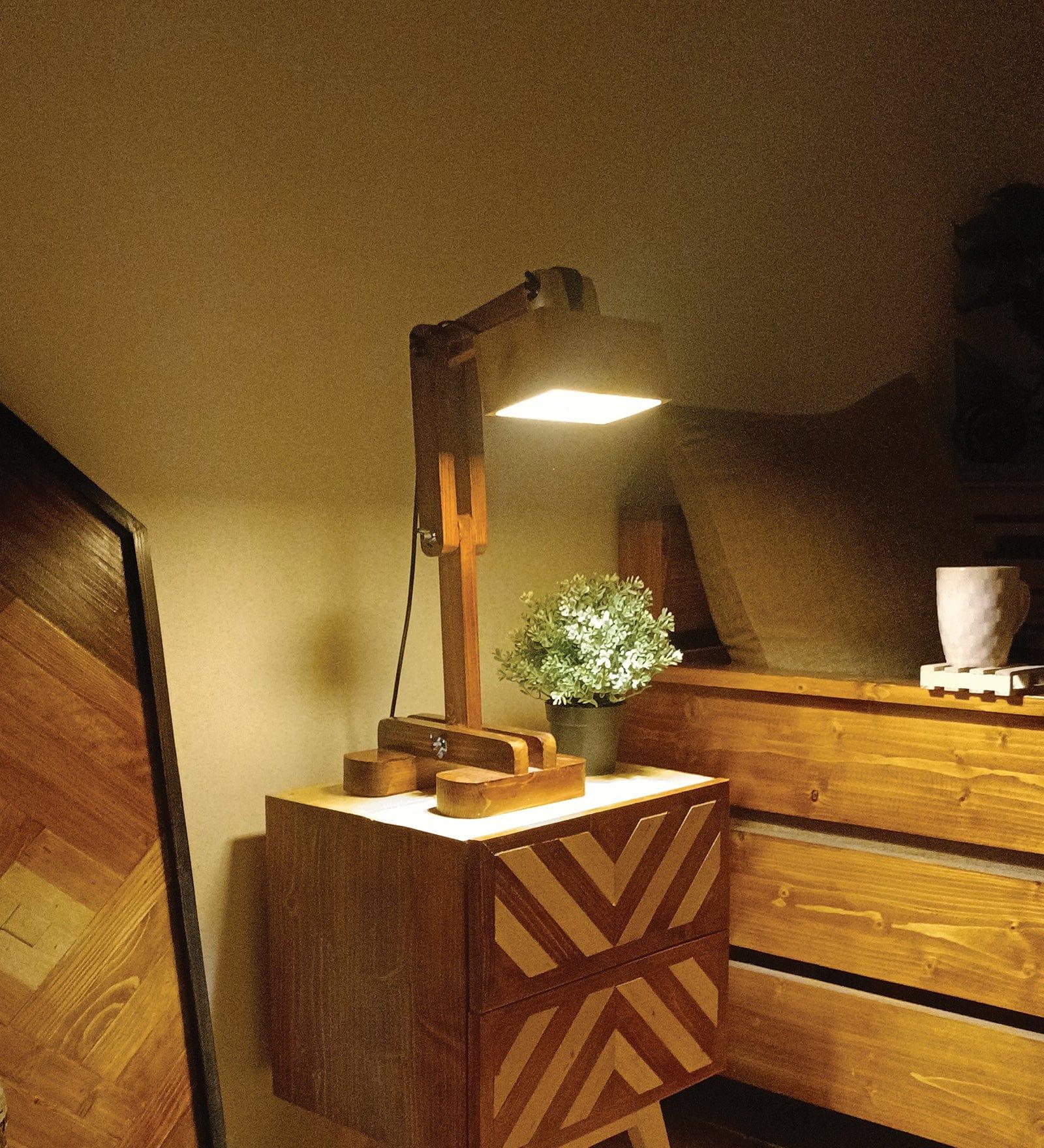 Amelia Brown Wooden Table Lamp with Wooden Lampshade (BULB NOT INCLUDED) - Ouch Cart 