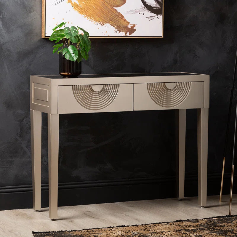 Daiki Console Table for Living Room Furniture, Mirror Top Table
