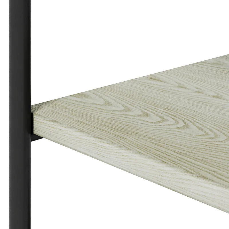 Rectangular Wooden Writing Desk with A Drawer & Shelves Storage