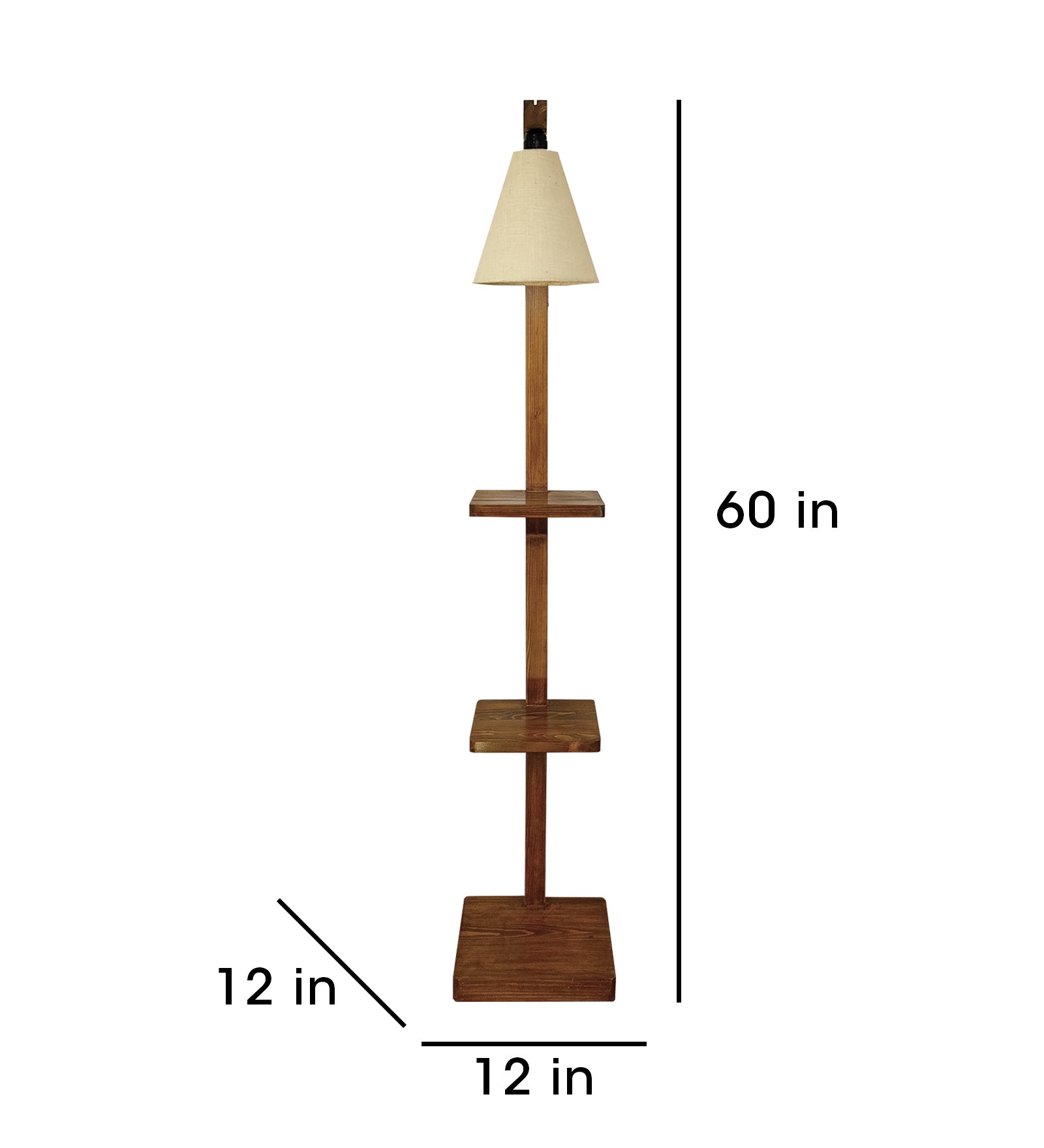 Andre Wooden Floor Lamp with Brown Base and Jute Fabric Lampshade (BULB NOT INCLUDED)